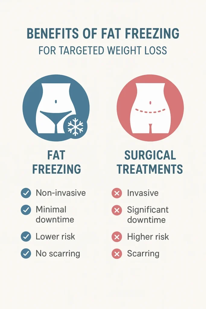 graphic showing the benefits of fat freezing Manchester