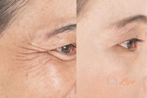Before and after results of woman - HI-fu wrinkles reduction treatment Manchester
