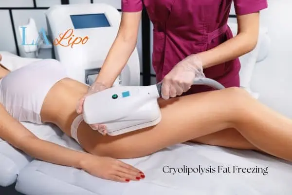 Woman receiving coolsculpting Manchester treatment on her thighs