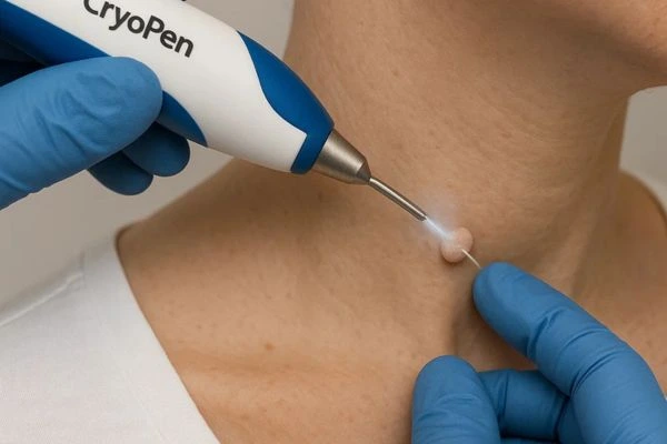 Person receiving Cryotherapy skin tag removal Manchester
