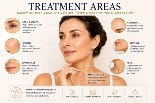 Areas of treatment for the ultimate lift tighten treatment Manchester